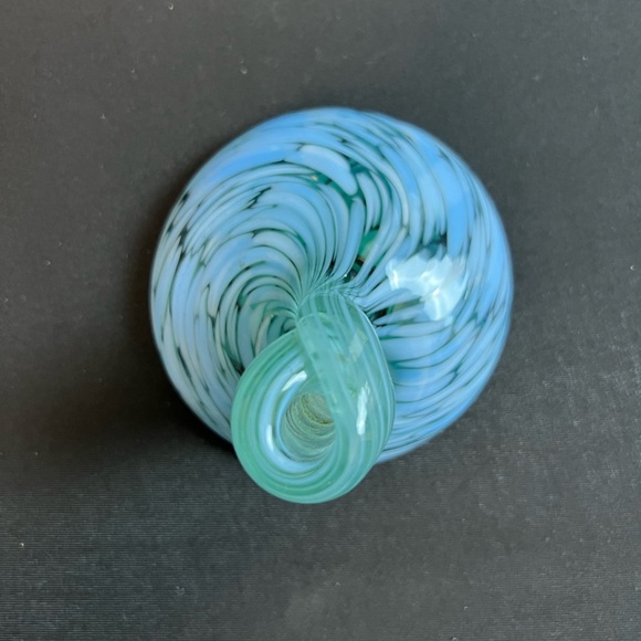 Vintage Hand Blown Art Glass Pen Holder & Paperweight 2.5” Tall Swirled Blues. - Picture 2 of 6